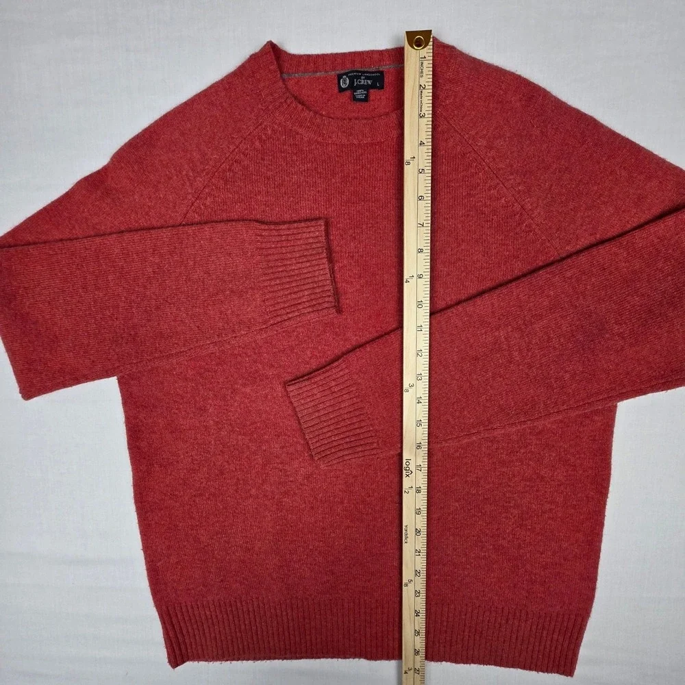 J.Crew Lambs Wool Sweater Mens Large Red Crewneck Excellent Raglan Sleeve 98323